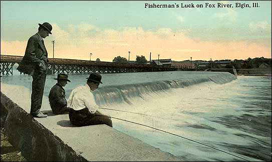 Fisherman's Luck on the Fox River, Elgin, IL. Photo courtesy of the Elgin Area Historical Society.